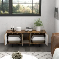 PawHut Hidden Cat Litter Box Enclosure with 2 Cabinets, Double Doors and Sand Drain Pad, Rustic Brown(m-10)