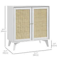 HOMCOM Boho Sideboard Cabinet, Freestanding Sideboards and Buffets with 2 Rattan Doors and Adjustable Shelf(m-3)