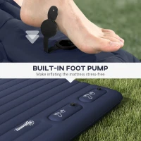 Outsunny Double Size Air Bed with Built-in Foot Pump and Carry Bag, Blue(m-5)
