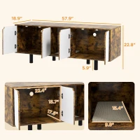 PawHut Hidden Cat Litter Box Enclosure with 2 Cabinets, Double Doors, and Sand Drain Pad, Rustic Brown(m-3)