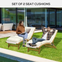 Outsunny Set of 2 Outdoor Chaise Lounge Cushions, 72" x 22" x 4.7" Patio Lounge Chair Cushions with Ties for Outdoor, Indoor, Cream White(m-4)
