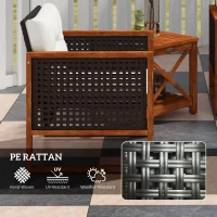 Outsunny Outdoor Bistro Set, Wicker Patio Furniture with Cushions for Porch, Backyard, Garden, Brown(m-6)