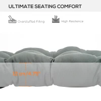 Outsunny Set of 2 Outdoor Chaise Lounge Cushions, 72" x 22" Patio Lounge Chair Cushions with Ties for Outdoor, Indoor, Dark Grey(m-7)