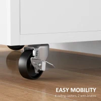 HOMCOM Modern Rolling Kitchen Island Cart with Drawer, Natural Wood Top, Towel Rack, Door Storage Cabinet, Distressed White(m-7)