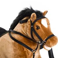 Qaba Durable Kids Plush Spring Rocking Horse, Ride On Rocking Horse with Realistic Sounds, Brown(m-9)