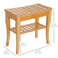 HOMCOM 20" Bamboo Shower Bench Bathroom Stool Spa Bath Seat Organizer Storage Shelf(m-3)