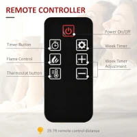 HOMCOM Electric Wall-Mounted Fireplace Heater with Adjustable Flame Effect, Remote Control, Timer, 1400W, Black(m-7)