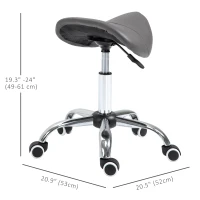 HOMCOM Adjustable Hydraulic Rolling Salon Stool Swivel Saddle Chair Spa Beauty Seat PU Leather, Grey(m-3)