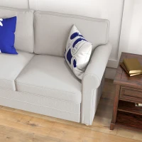 HOMCOM 59" Loveseat Sofa for Bedroom, Modern Love Seats Furniture, Upholstered 2 Seater Couch with Solid Steel Frame and Beech Wood Legs for Living Room, Light Grey(m-10)