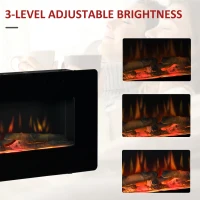 HOMCOM Electric Wall-Mounted Fireplace Heater with Adjustable Flame Effect, Remote Control, Timer, 1400W, Black(m-5)