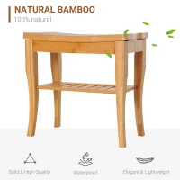 HOMCOM 20" Bamboo Shower Bench Bathroom Stool Spa Bath Seat Organizer Storage Shelf(m-5)
