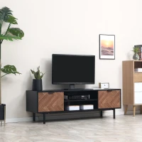 HOMCOM Modern TV Stand with Storage for TVs up to 60", Media Console with 2 Cupboards and Open Shelves, TV Unit for Bedroom, Living Room, Black(m-1)