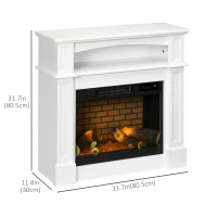 HOMCOM Electric Fireplace with Mantel, Freestanding Heater Corner Firebox with Remote Control, 700W/1400W, White(m-3)