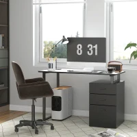 HOMCOM 47" Computer Desk with Drawers, Modern Writing Desk with Storage File Drawers for Home Office, Study, Black(m-1)