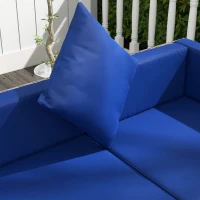 Outsunny 7 Pieces Outdoor Rattan Sofa Set, Wicker Patio Furniture Set with Glass Top Coffee Table, Pillows, Mixed Gray and Blue(m-8)