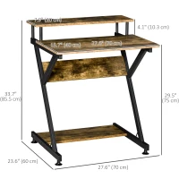 HOMCOM 28" Compact Computer Desk, Industrial Z-Shaped Writing Desk with Monitor Shelf and Storage, Workstation for Home Office(m-3)
