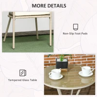 Outsunny 3 Pieces Patio Furniture Outdoor PE Rattan Bistro Set w/ Seat Cushions, Glass Table for Garden, Backyard, Beige(m-7)