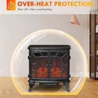 HOMCOM Electric Fireplace Heater, Freestanding Fireplace Stove with Realistic Flame Effect, Timer, Overheating Protection, 750W/1500W, Black(m-6)