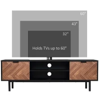HOMCOM Modern TV Stand with Storage for TVs up to 60", Media Console with 2 Cupboards and Open Shelves, TV Unit for Bedroom, Living Room, Black(m-7)