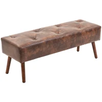 HOMCOM Bedroom Bench, End of Bed Bench with Button Tufted, PU Leather Upholstered Entryway Bench with Wood Legs, Brown(m-2)