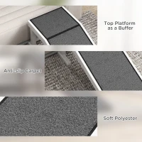 PawHut Pet Ramp, Bed Steps for Dogs Cats with Non-slip Carpet, 49"L x 16"W x 14"H, White Grey(m-6)