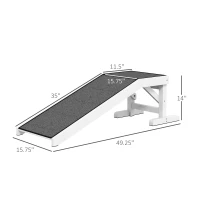 PawHut 49" Pet Ramp for Dogs & Cats with Non-Slip Carpet, White(m-3)