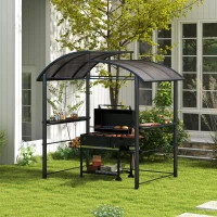 Outsunny 8' x 5' Grill Gazebo with Vented PC Roof, Side Shleves, Dark Grey(m-1)