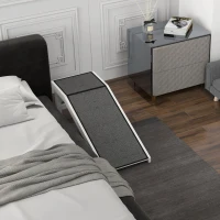 PawHut Pet Ramp, Bed Steps for Dogs Cats with Non-slip Carpet, 49"L x 16"W x 14"H, White Grey(m-7)