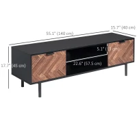 HOMCOM Modern TV Stand with Storage for TVs up to 60", Media Console with 2 Cupboards and Open Shelves, TV Unit for Bedroom, Living Room, Black(m-3)