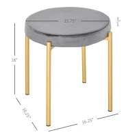 HOMCOM Backless Round Dining Chairs, Modern Stacking Stools Set of 4, Kitchen Chairs with Metal Legs, Grey(m-3)