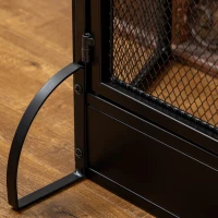 HOMCOM 3-Panel Steel Mesh Fireplace Screen, Decorative Fire Spark Guard Cover with Double Doors, 47x31in, Black(m-10)