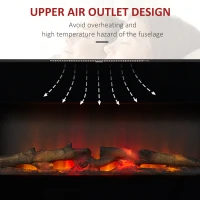 HOMCOM Electric Wall-Mounted Fireplace Heater with Adjustable Flame Effect, Remote Control, Timer, 1400W, Black(m-8)