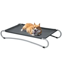 PawHut Elevated Dog Bed, Pet Cot, Steel Frame and Breathable Mesh Surface, for Extra Large Dogs, Indoor or Outdoor Use, Grey(m-2)