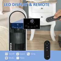 HOMCOM Freestanding Tower Fan Cooling for Home Bedroom with Oscillating, 3 Speed, 12h Timer, LED Sensor Panel, Remote Controller, Silver(m-7)