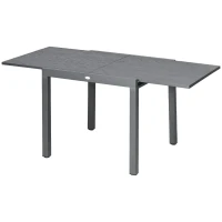 Outsunny 31.5"-63" Extendable Outdoor Dining Table for 4-6 with Aluminium Frame, Steel Tabletop Dark Grey(m-2)