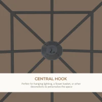 Outsunny 10' x 10' Outdoor Hardtop Gazebo Canopy with UV60+ Polycarbonate Roof, Steel Frame, Central Hook, Curtains, Khaki(m-7)