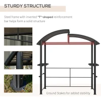 Outsunny 8' x 5' Grill Gazebo Shelter with Interlaced Vented Polycarbonate Roof, Outdoor BBQ Canopy with Side Shelves, Steel Frame for Garden, Patio, Backyard, Dark Gray(m-6)