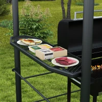 Outsunny 8' x 5' Grill Gazebo Shelter with Interlaced Vented Polycarbonate Roof, Outdoor BBQ Canopy with Side Shelves, Steel Frame for Garden, Patio, Backyard, Dark Gray(m-8)