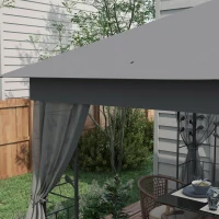 Outsunny 10' x 11.5' Metal Patio Gazebo, Double Roof Outdoor Gazebo Canopy Shelter w/Tree Motifs Corner Frame and Netting, Gray(m-8)