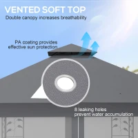 Outsunny 10' x 11.5' Metal Patio Gazebo, Double Roof Outdoor Gazebo Canopy Shelter w/Tree Motifs Corner Frame and Netting, Gray(m-4)