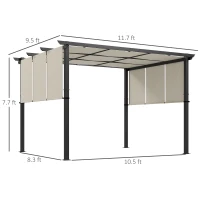 Outsunny 10' x 12' Metal Pergola, Outdoor Pergola with Retractable Canopy, for Garden, Patio, Backyard, Deck(m-3)