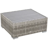 Outsunny 7 Piece Outdoor Wicker Patio Furniture Set, PE Rattan Sectional Sofa with Cushions, Faux Wood Table, Stripe Pillows, Beige(m-9)