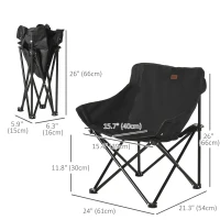 Outsunny Portable Camping Chair, Lightweight Folding Chair for Adults with Carry Bag, Side Pocket for Hiking, Backpacking, Black(m-3)