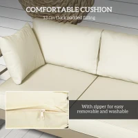Outsunny Patio Loveseat, Outdoor Seating for 2, Garden Sofa with Cushions, Wide Armrests, 54.3"x27.6"x24.6", Cream White(m-4)