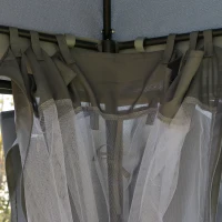 Outsunny 12' Round Patio Gazebo Canopy with 2-Tier Roof, Ventilated Outdoor Shelter, Grey(m-10)