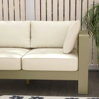 Outsunny Patio Loveseat, Outdoor Seating for 2, Garden Sofa with Cushions, Wide Armrests, 54.3"x27.6"x24.6", Cream White(m-10)