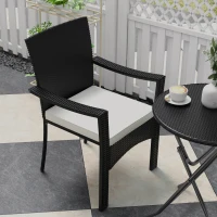 Outsunny Outdoor Patio Wicker Bistro Furniture Set with Cushions, for Porch, Backyard, Garden, White(m-9)