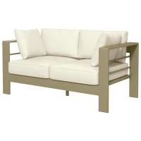 Outsunny Patio Loveseat, Outdoor Seating for 2, Garden Sofa with Cushions, Wide Armrests, 54.3"x27.6"x24.6", Cream White(m-2)