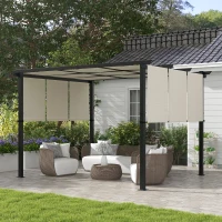 Outsunny 10' x 12' Metal Pergola, Outdoor Pergola with Retractable Canopy, for Garden, Patio, Backyard, Deck(m-2)