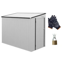 Outsunny 4' x 7.7' Lean to Garden Storage Shed, Outdoor Metal Tool House with Lockable Door Vents for Backyard Patio Lawn, White(m-11)